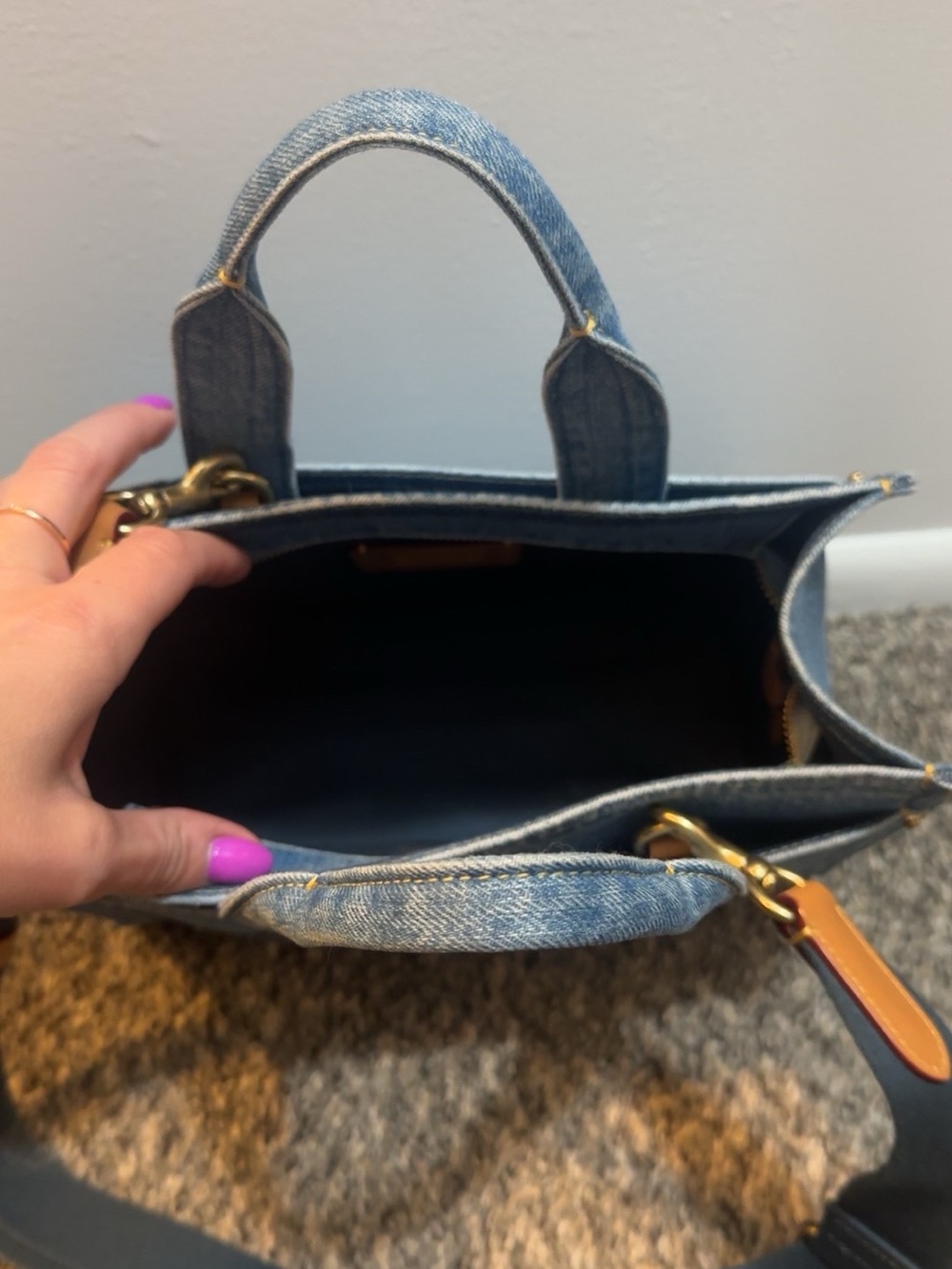 Coach Denim Mini Tote in Light Blue with Blue Strap - Picture 4 of 4